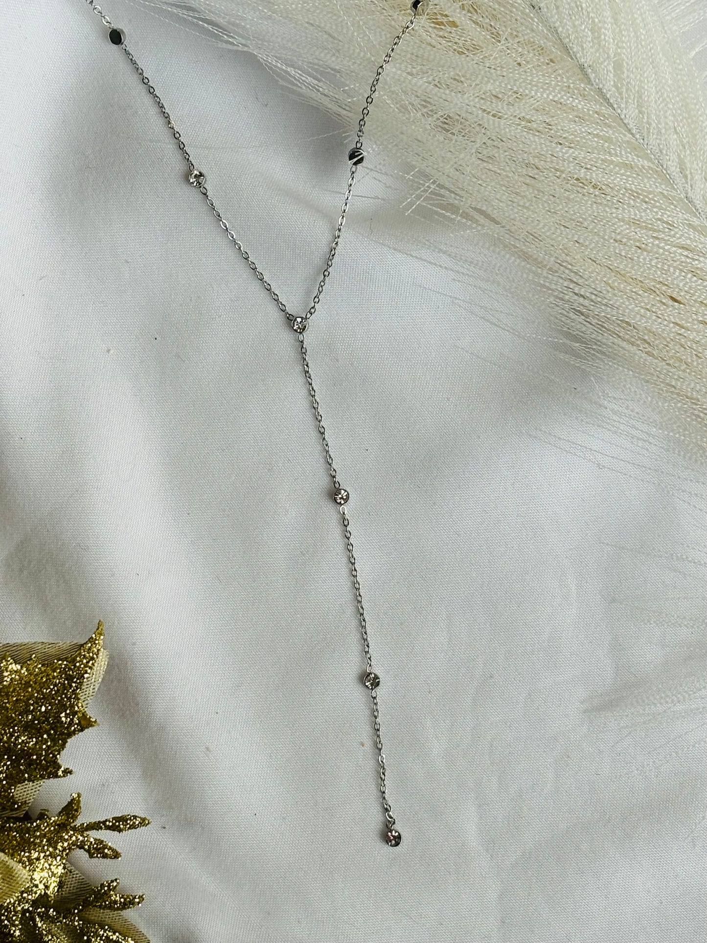 Collier Y avec strass
