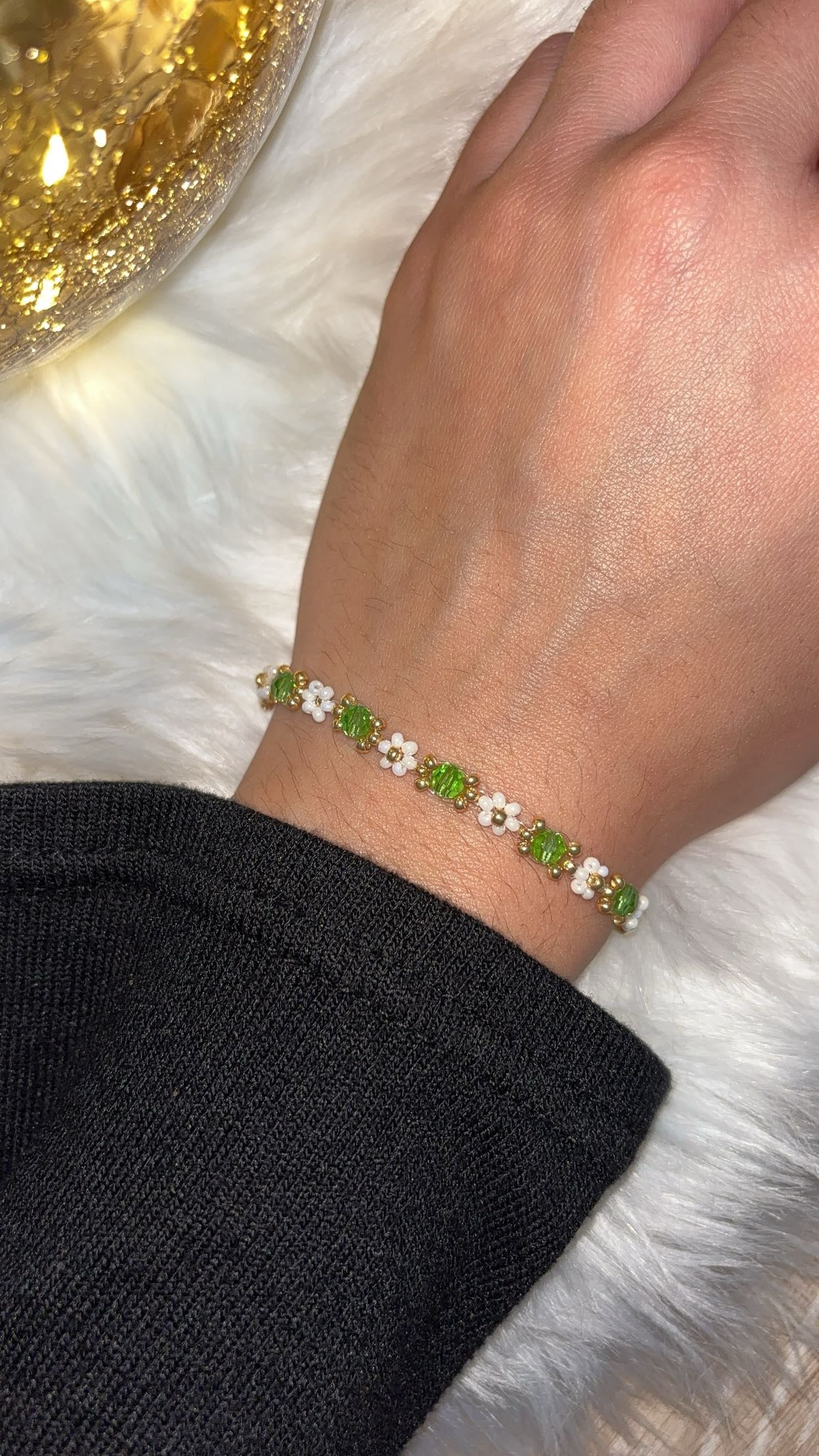 Bracelet fleurs vert
