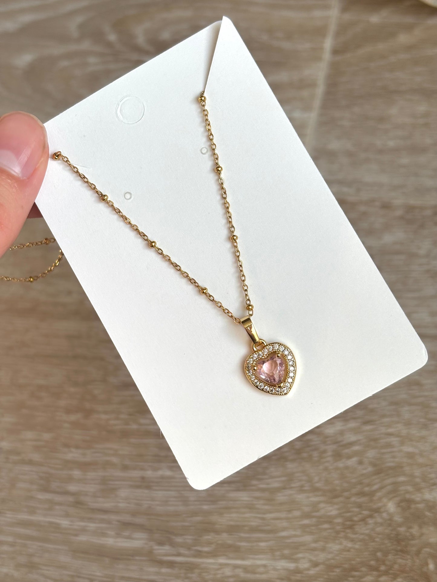 Collier cœur rose