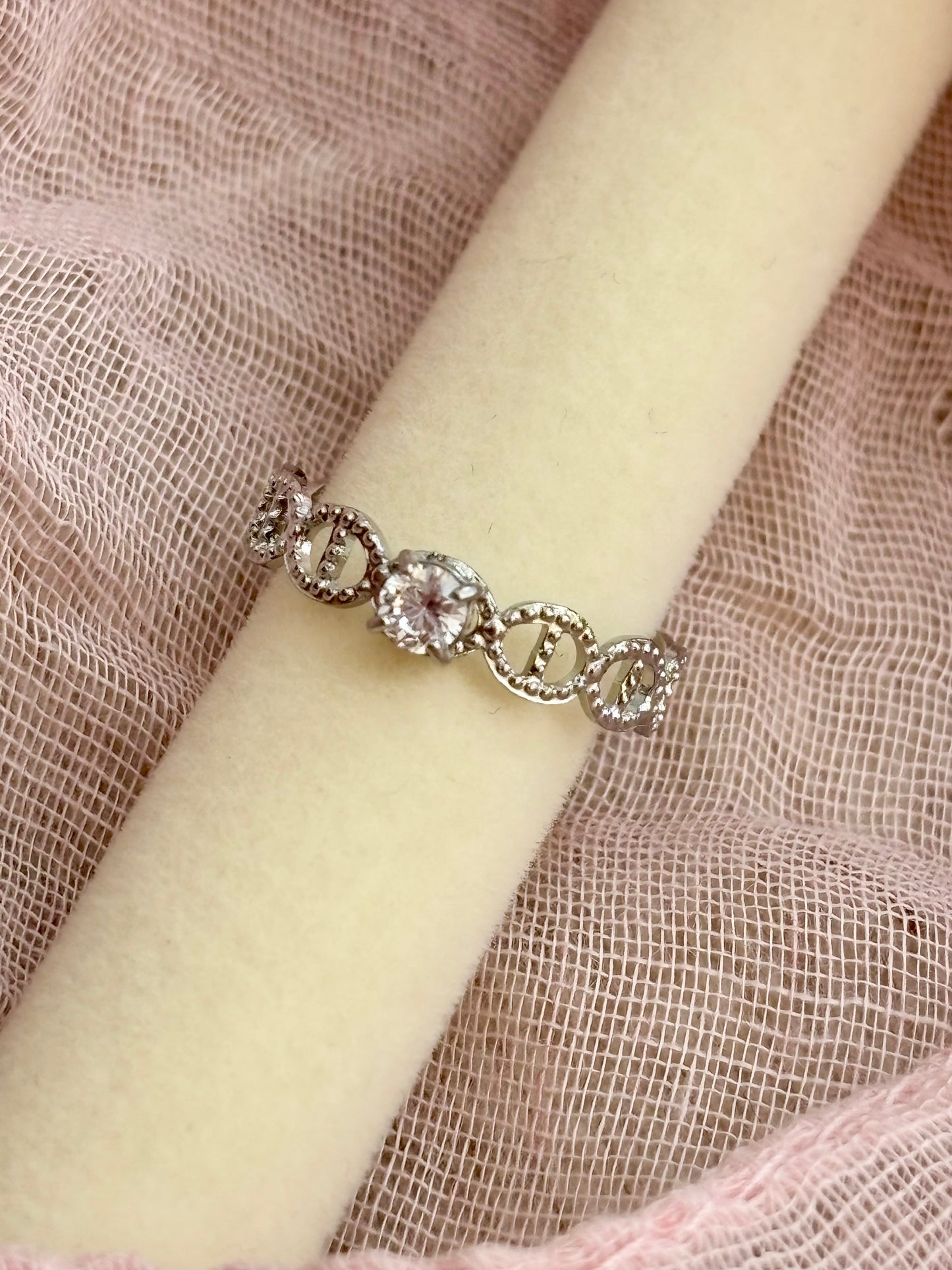 Bague strass ajustable argenté