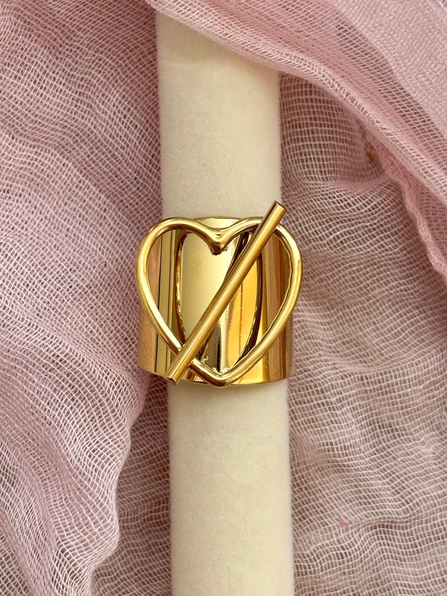 Bague cœur avec barre
