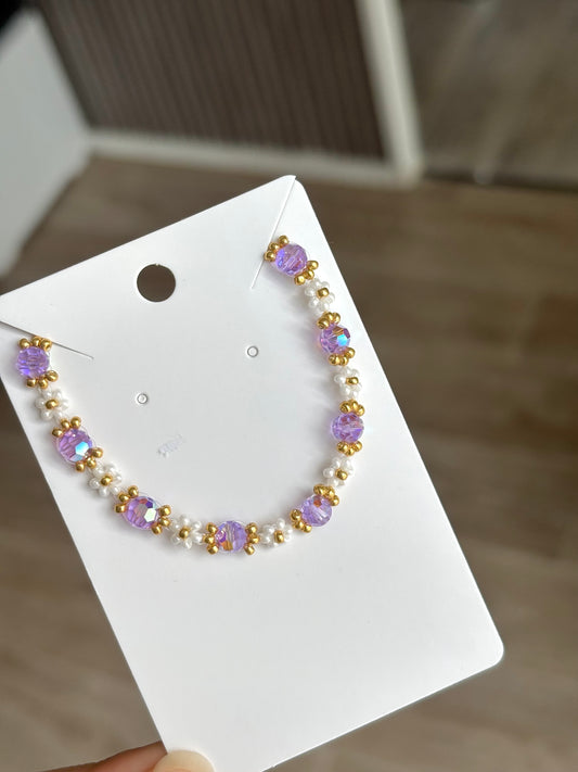 Bracelet fleurs violet clair