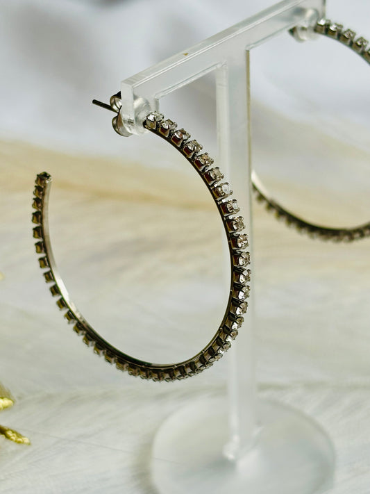 Boucles d’oreilles créoles strass