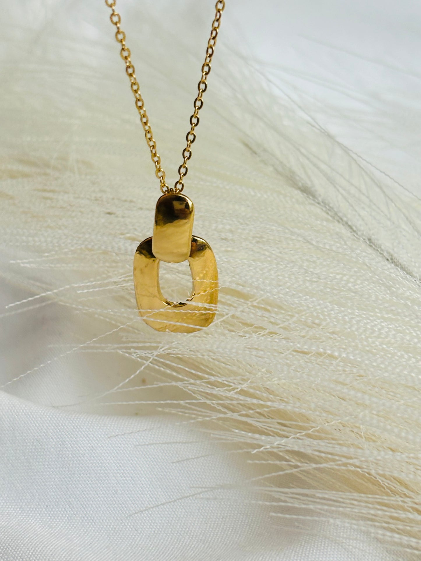 Square gold necklace