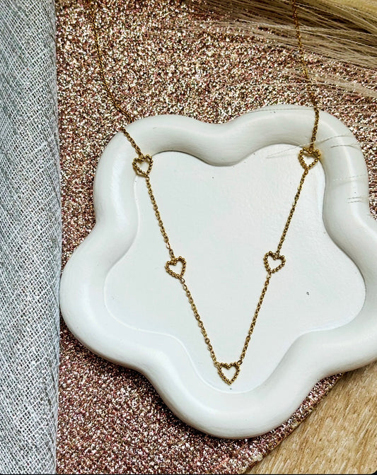 Five Hearts Gold Necklace