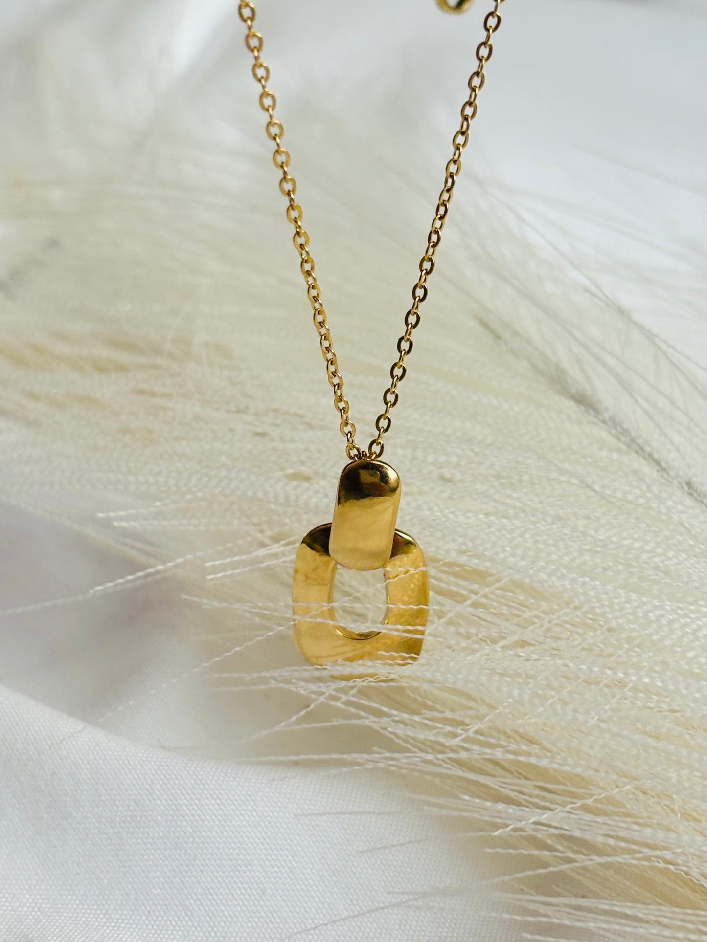 Square gold necklace