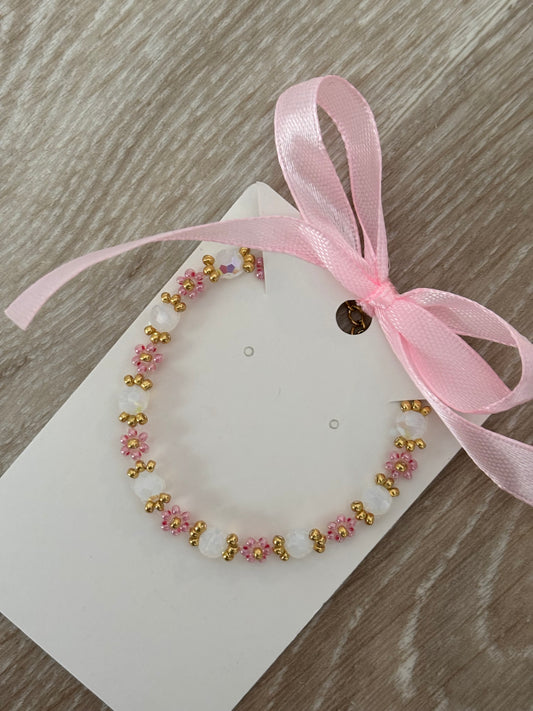 Bracelet fleur rose foncé