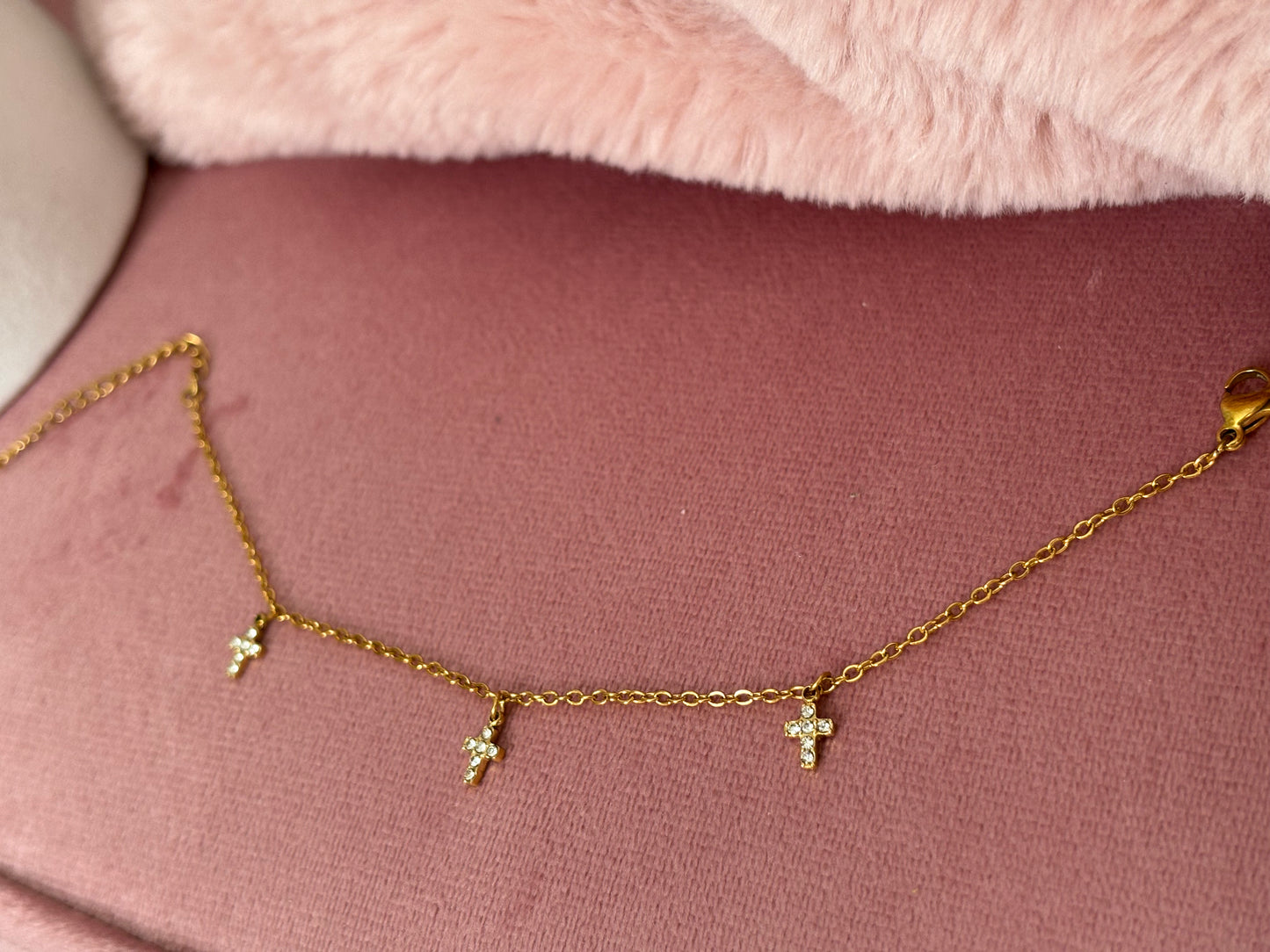 Bracelet “Croix Dorées” – Acier inoxydable