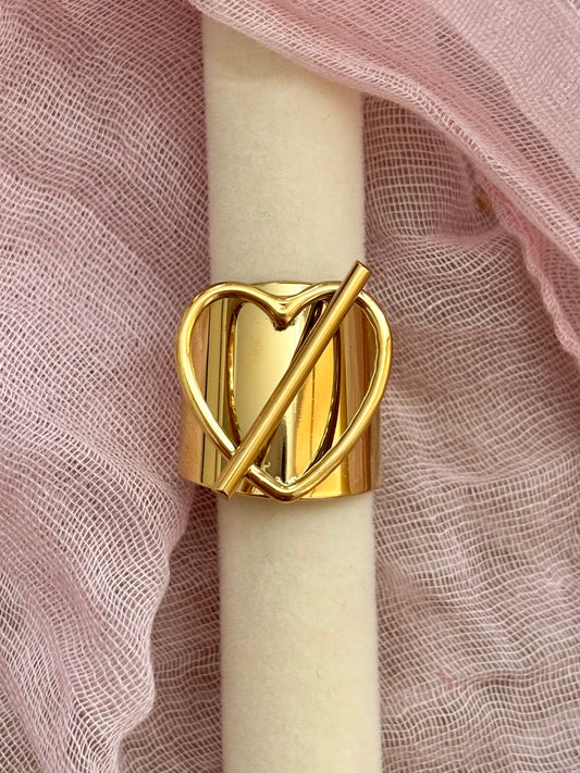 Bague cœur avec barre