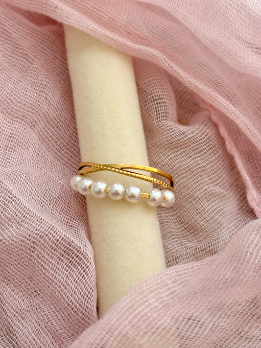 Bague double perles